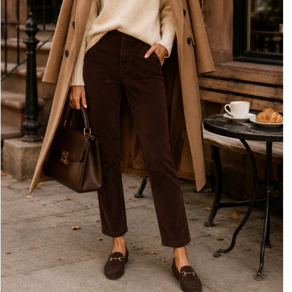 Thakoon Corduroy Cropped Pants High Rise NWT Chocolate Brown Size 4 Designer